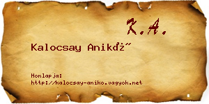 Kalocsay Anikó névjegykártya